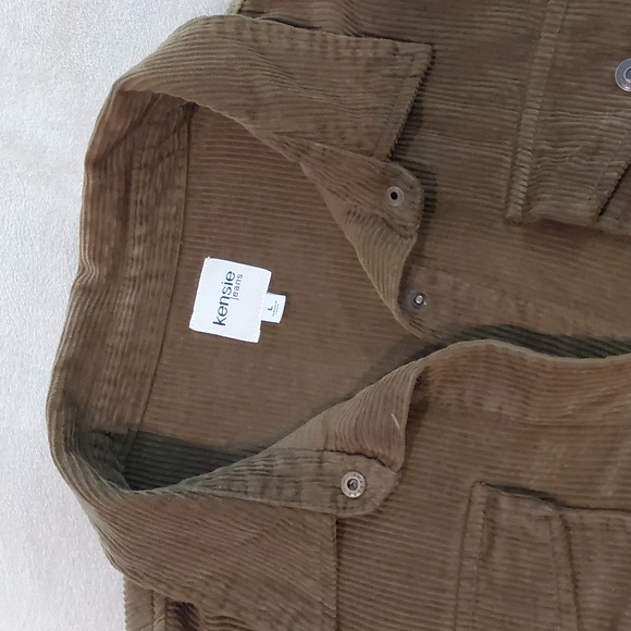 Kensie Jeans Green Button Down Corduroy Over Shirt Jacket Mens Size L - Picture 7 of 13